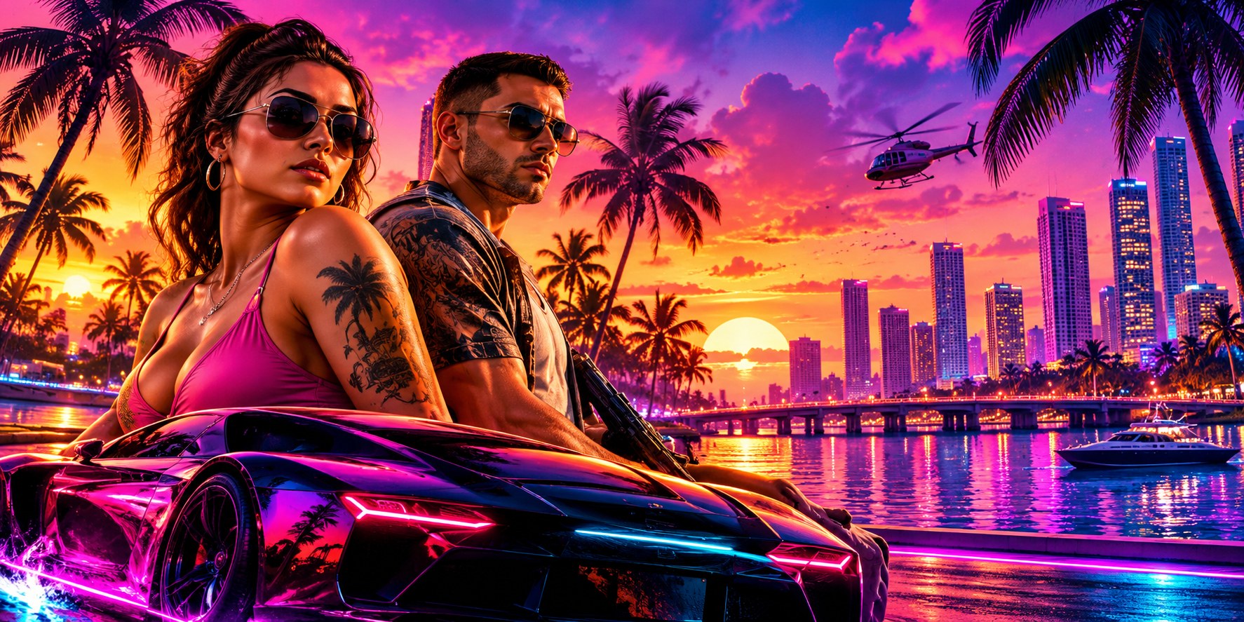 Neon Vice City Sunset